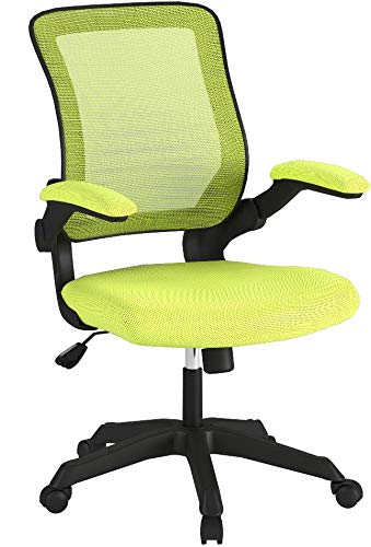 Modway Veer Office Chair with Mesh Back and Vinyl Seat With Flip-Up Arms in Green