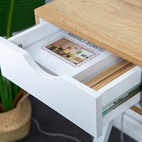 SDHYL 47 inches Home Office Desk Computer Desk with Drawers Workstation for Bedroom Drawing Table Office Table, S7-GCBG1019-US-N