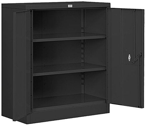 Salsbury Industries Counter Height Heavy Duty Storage Cabinet, Unassembled, Black