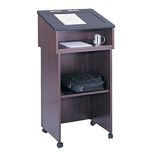 Safco Products 8917MH Lectern Base/Media Cart, (Optional Top 8916MH sold separately), Mahogany