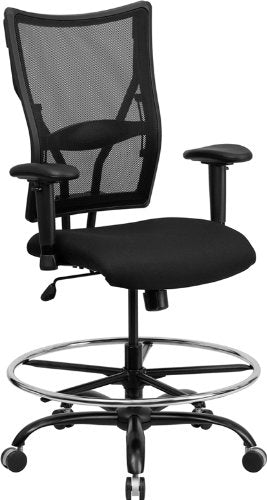 LIVING TRENDS Marvelius Series Big & Tall 400 lb. Rated Black Mesh Ergonomic Drafting Chair