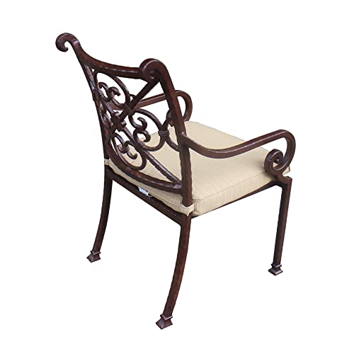 Generic Stacking Arm Chair Set of 2 with Cushion - Cast Rose Ebony Aluminum, Dupioni Bamboo