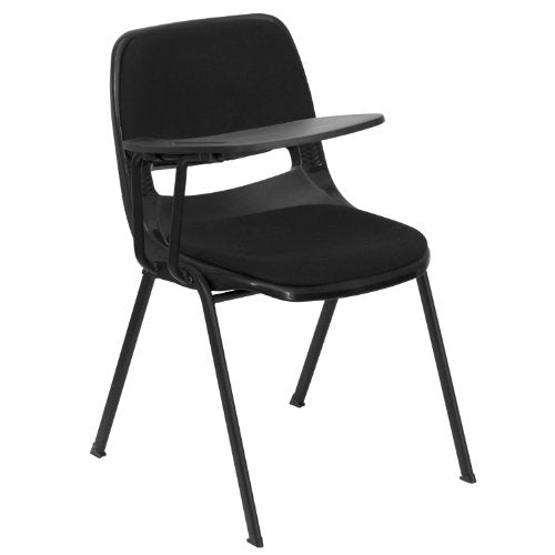 Flash Furniture 5 Pk. Black Padded Ergonomic Shell Chair with Right Handed Flip-Up Tablet Arm