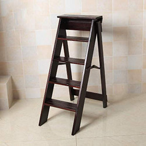 LUCEAE Wooden 5-Step Folding Step Stool - Portable Multifunctional Planter