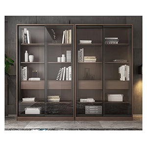 LCARS Floor-to-Ceiling Bookcase with Glass Sliding Doors - Medium Size