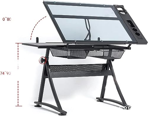 CNAOHGHN Drafting Desk with Liftable Glass Top