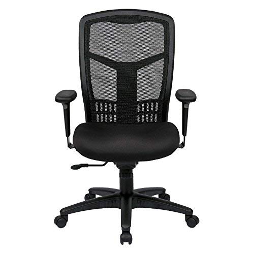 Office Star High Back ProGrid Back FreeFlex Seat with Adjustable Arms, 3-Position Locking 2-to-1 Synchro Tilt Control and Seat Slider, Black Managers Chair