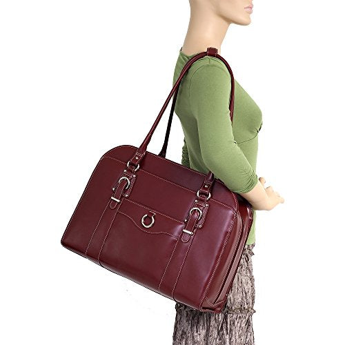 McKlein, W Series, Hillside, Top Grain Cowhide Leather, 14" Leather Ladies' Laptop Briefcase, Red (96526)