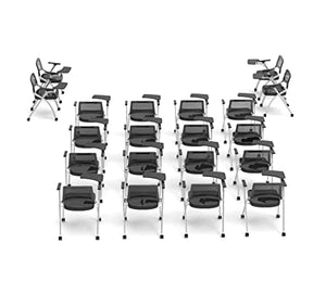 TEAMtime 20 Person Flip Table Student Chair Set - Model 2058, Black Color, Foldable and Nestable