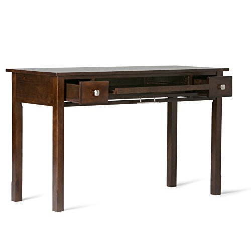 SIMPLIHOME Avalon SOLID WOOD Contemporary Modern 47 inch Wide Home Office Desk, Writing Table, Workstation, Study Table Furniture in Dark Tobacco Brown with 2 Drawerss