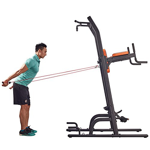 HARISON Multifunction Power Tower Pull Up Dip Station with Bench Adjustable Height for Home Gym Strength Training Fitness Equipment , Dip Stands, Pull Up Bars, Push Up Bars, VKR