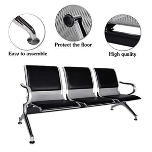 Kinfant Waiting Room Chair Bench - Guest Reception Chairs (2+3-seat, Black-Mesh+PU)