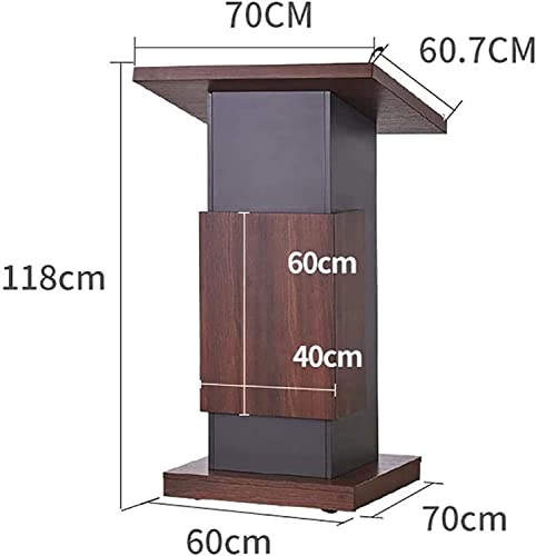LaseVe Wooden Lectern Podium Stand with Lock Wheels - Brown
