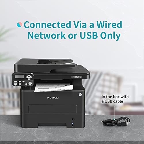 All in One Laser Printer Scanner Copier, Multifunction Black and White Printer with ADF, Auto Two Sided Printing, Built-in Ethernet, Connect with Network and USB Code Only, Pantum M7102DN with TL-410H