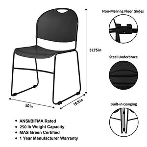 OEF Furnishings Plastic Stack Chair, Black