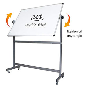 Magnetic Double Sided Mobile Dry Erase White Board with Rolling Stand on Wheels, 72 x 36 Inch, Large Standing Writing Reversible Whiteboard Easel with 4 Markers 1 Eraser 10 Magnets 1 Ruler