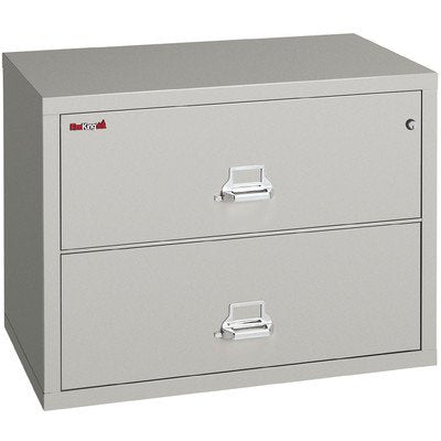 FireKing Fireproof 2-Drawer Lateral File - Platinum Finish, Key Lock