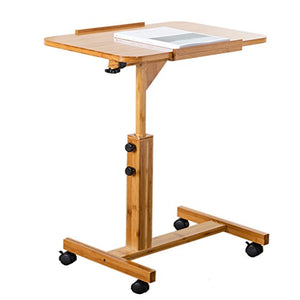 DNSJB Computer Desk Removable Laptop Table Office Standing Computer Table Desk-Multifunction Bed Sofa Side Table,Work Station,Rolling,Height Adjustable,Bamboo,2 Sizes Breakfast Tray Table