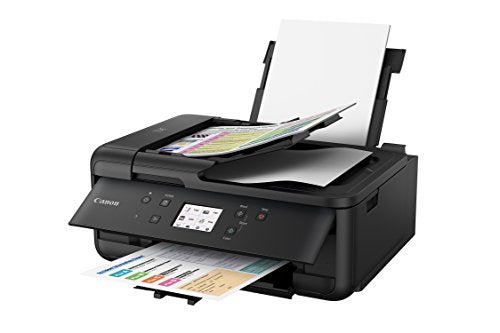 Canon PIXMA TR7520 All-In-One Wireless Home Photo Office All-In-One Printer with Scanner, Copier and Fax: Airprint and Google Cloud Compatible, Black, Works with Alexa