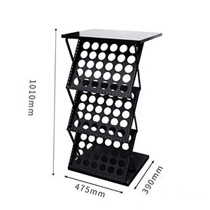 None Brochure Holder Folding Data Stand Vertical Floor-Standing Book Rack Display Stand - Black 47.5x39x101cm