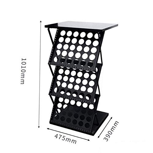 Brochure Holder Folding Data Stand Vertical Floor-Standing Book Rack Display Stand - Black 47.5x39x101cm