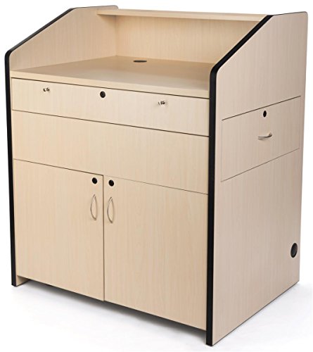 Displays2go AV Multimedia Podium for Laptop Computer, Locking Draw and Cabinet, Rolling (LMMD40MP)
