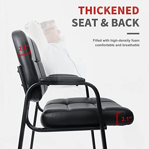 CLATINA Big & Tall Bonded Leather Guest Chair for Office Reception - Black (4 Pack)