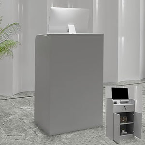 WFCCDM Modern Retail Counter with Drawers, Reception Desk, Wooden Computer Desk, Front Desk for Home Office Salon Spas