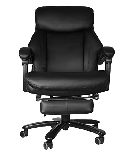 Generic High Back Office Chair PU Leather with Soft Cushion, Footrest, Tilt Function - Black, 130° Tilt, 400lbs