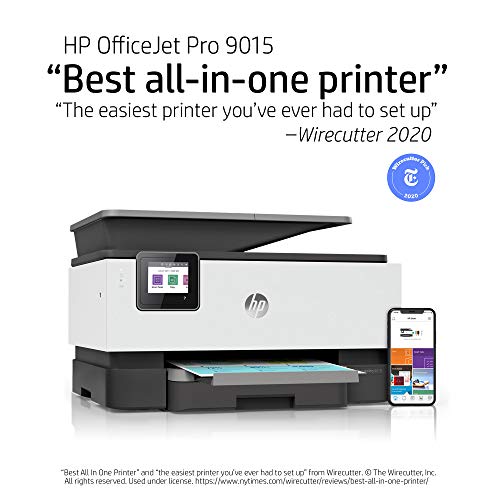 HP OfficeJet Pro 9015 All-in-One Wireless Printer, with Smart Home Office Productivity, HP Instant Ink, Works with Alexa (1KR42A)