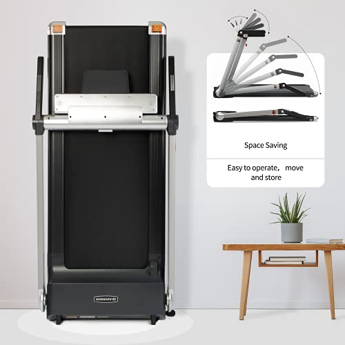 ADVENOR Treadmill Motorized Treadmills 3.0 HP Installation-Free Electric Running Machine 300 LBS Weight Capacity Folding Portable Treadmill Fitness Indoor with 24 Preset Programs (Grey)