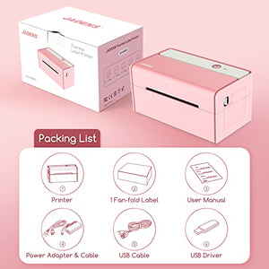 JADENS Bluetooth Thermal Label Printer -Wireless Shipping Label Printer for Small Business & Package, USPS, Etsy, Amazon, Compatible with iPhone, Windows, Android, 4x6, Label Maker, Pink
