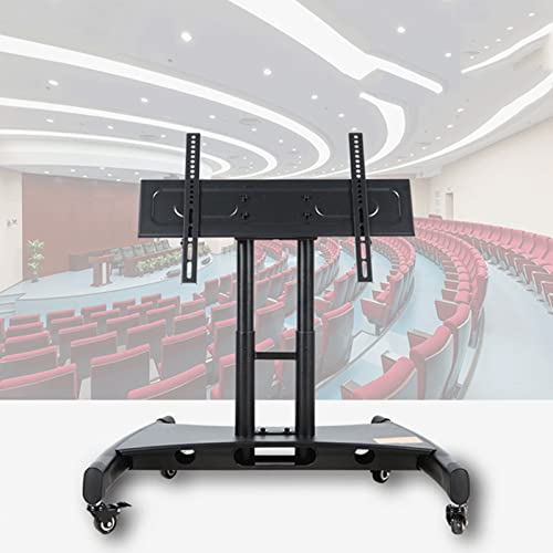 Mobile TV Cart Rolling Floor Stand, 0-90° Angle Adjustment, Fits 32-75 Inch TVs, Height Adjustable