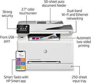 HP Laserjet Pro M283fdw Wireless All-in-One Color Laser Printer, Mobile Print&Scan&Copy&Fax, Duplex Printing, 22ppm, 2.7" Touchscreen, Wi-Fi, Ethernet, Works with Alexa (7KW75A), Bundle Printer Cable