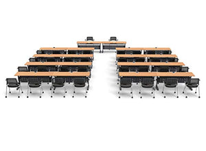 Team Tables 34 Person Folding Training Meeting Tables with Power+USB Outlet