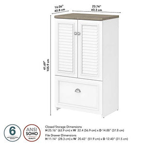 Bush Furniture Fairview Storage Cabinet with 3 Shelves, Shiplap Gray/Pure White