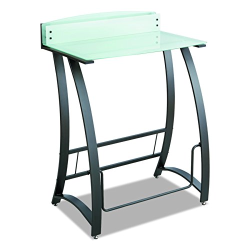 Safco Products 1941TG Xpressions Glass Top Stand-Up Computer Workstation Desk with Swinging Footrest Bar, Black Frame