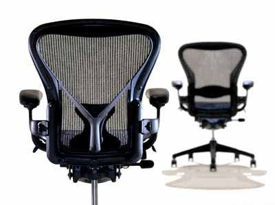 Herman Miller Aeron Tilt Limiter Task Chair, Adjustable Vinyl Arms, Graphite Frame / Carbon Classic Pellicle, Size B (Medium)