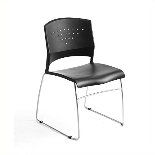 Scranton & Co Black Stacking Office Chair Set (5-Pack)