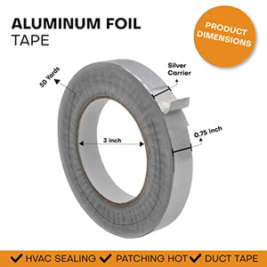 WOD AFTR28 Aluminum Foil Tape - 3/4 inch x 150 feet. (64-Pack) Heat Shield Reflective Sealant Tape - Ideal for HVAC, Duct, Pipe, and Metal Insulation and Repair. Low and High Temperature Resistant.