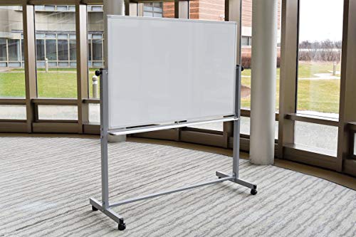 Luxor Mobile 48"W x 36"H Dry Erase Double-Sided Magnetic Whiteboard with Aluminum Frame and Stand - Perfect for School, Classroom, Conference and Presentation