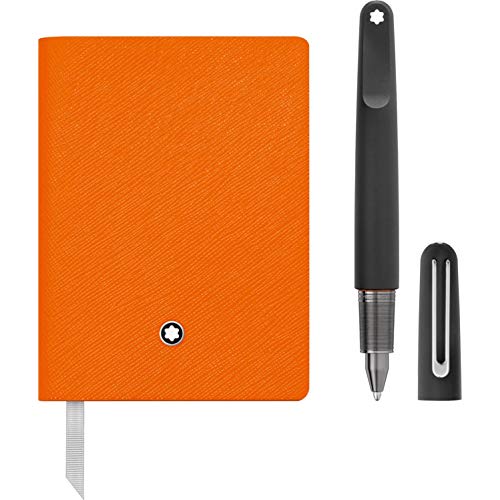 Montblanc M Ultra Black Ballpoint Pen & Notebook #145 Lucky Orange Set 117085