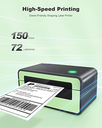 POLONO Label Printer - 150mm/s 4x6 Thermal Label Printer, Commercial Direct Thermal Label Maker, Compatible with Amazon, Ebay, Etsy, Shopify, FedEx, Support Windows and Mac (Green, Gray)