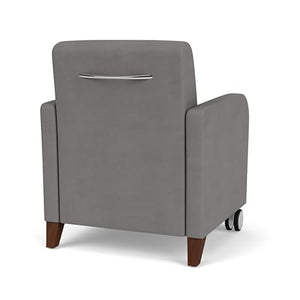 Lesro Siena 17.5" Polyurethane Lounge Reception Guest Chair in Gray/Walnut