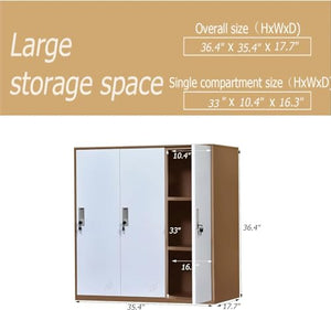 MECOLOR Metal Storage Locker for Employee, Office, Gym, Garage - Small Bedroom Storage Cabinet with Doors and Lock (3D-White)