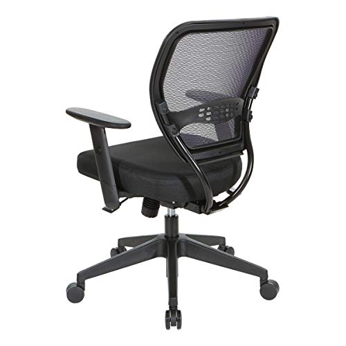 Office Star Space Seating 55 Series 24/7 Elite Ergonomic Office Chair with Breathable Air Grid Back, Lumbar Support, Memory Foam Seat, Icon Black Fabric