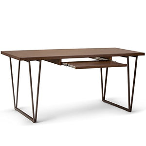 SIMPLIHOME Ryder SOLID WOOD and Metal Contemporary Modern 66 inch Wide Home Office Desk, Writing Table, Workstation, Study Table Furniture in Natural Aged Brown