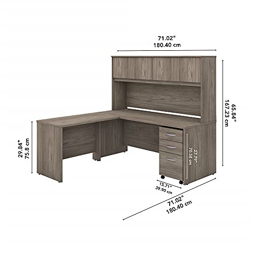 Bush Business Furniture Studio C Desk, 72W x 30D, Modern Hickory