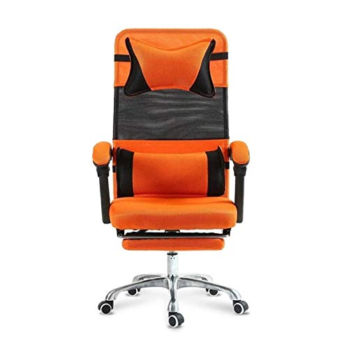Office Chair High Back Mesh Executive Managerial Boss Chair with Footrest, Recliner, and Rear Storage Bag - Orange