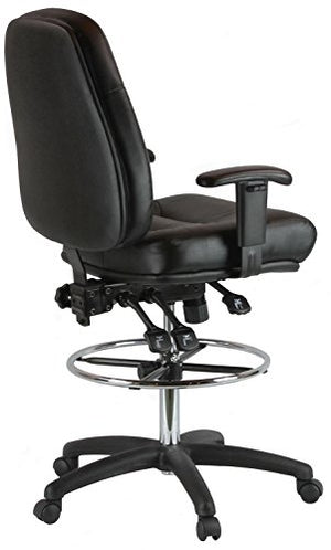 Harwick Premium Leather Drafting Chair with Arms Black